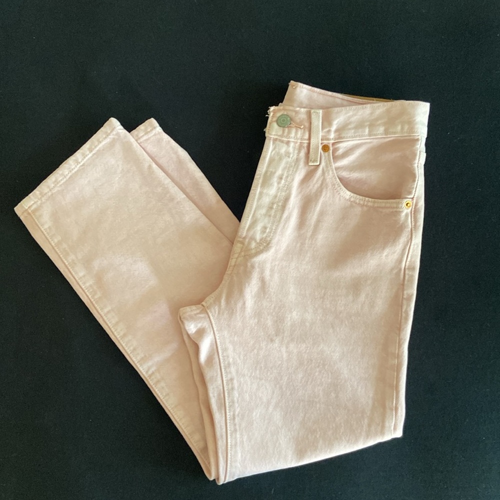 LEVIS Premium 501 Red Tag Big E Pink Buttonfly Denim Jeans Size 26W x 26L Unisex